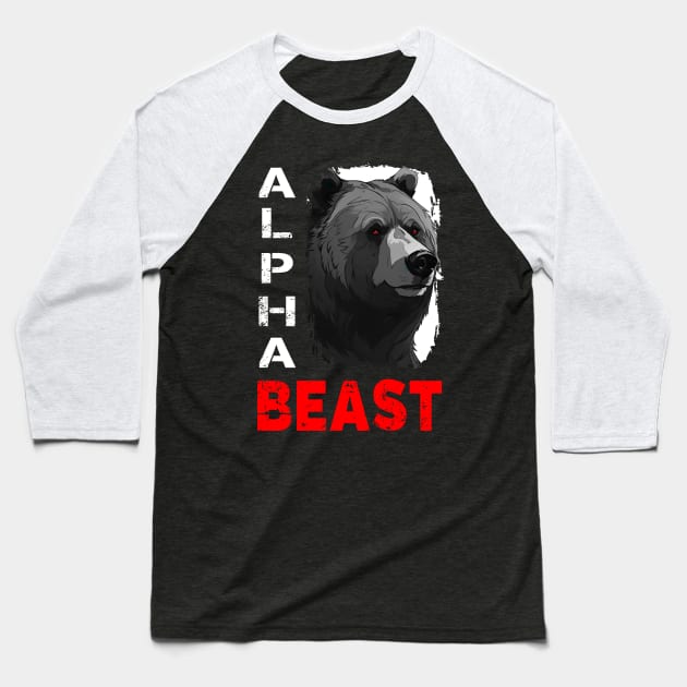 Alpha Animal Fierce Grizzly Bear - Anime Shirt Baseball T-Shirt by KAIGAME Art